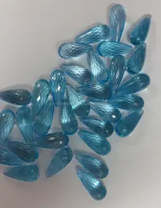 Piedra suelta de Topacio azul cielo de corte facetado de alta calidad forma de gota de lágrima Natural para joyería de piedras preciosas precio al por mayor - Product Image 1