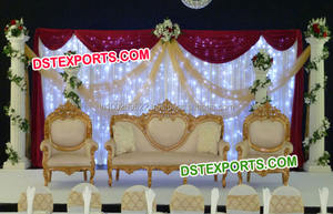 Conjunto de sofá tallado en oro para boda india, conjunto de muebles de dos plazas de diseño musulmán para boda - Product Image 3