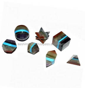Gemstone Chakra Bonded 7pcs Geometry Set wholesale Crystal Crafts Reiki Meditation Rocks Minerals Platonic Solid Healing Set - Product Image 1