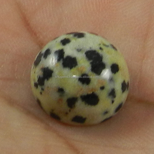Gemas naturales de jaspe dálmata para fabricación de joyas, cabujones redondos de 14mm, 11,50 Cts, sueltas - Product Image 3