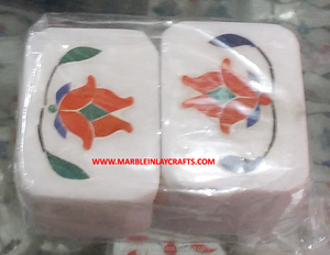 Caja de joyería con incrustaciones de mármol blanco - Product Image 1