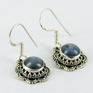 Fabulous!! Natural <b>Blue</b> <b>Sapphire</b> 925 Sterling Silver <b>Earrings</b> Fashion Silver Jewelry Silver Jewelry Exporter - Product Image 1