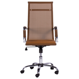 Chaise de bureau ergonomique en PU, fauteuil pivotante, avec base chromée, pour ordinateur de bureau, de qualité supérieure, couleurs 8800 marron et argent - Product Image 2