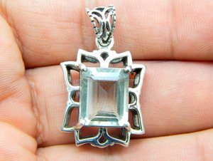 Joli classique bleu Quartz pierre précieuse 925 pendentif en argent Sterling attrayant bijoux faits à la main placage acier inoxydable breloques femmes - Product Image 2