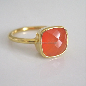 Bague en flacon argent Sterling 925, pierres précieuses cornaline, or, bijou en or - Product Image 1