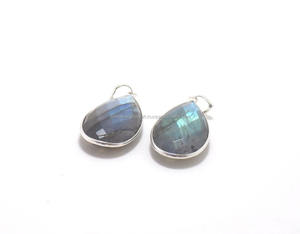 Belle Labradorite Naturelle 925 En Argent Sterling 12X16mm En Forme De Poire Bijoux Pendentif - Product Image 4