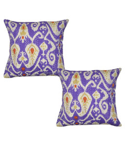 Decorative Ikat Kantha Pillow Cover Ikat Kantha <b>Cushion</b> Cover - Product Image 2