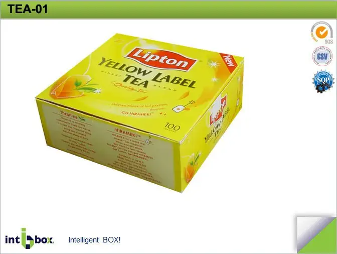 Lipton ชากล่องของขวัญ,ชาสีเขียวสีเหลือง Lable