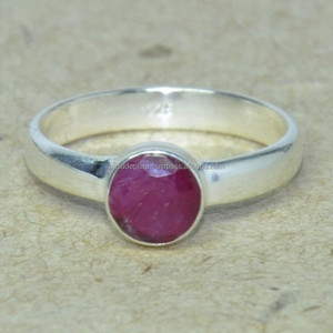 Gema preciosa de rubí hecha a mano, joyería de mano de diseño SER2131, 925 Plata, India, venta al por mayor - Product Image 4