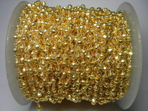 Pyrite dorée style chapelet chaîne perlée fil enroulé bijoux en pierres précieuses résultats et composants - Product Image 3