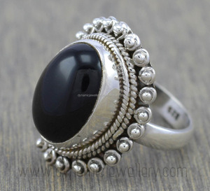 แหวนแต่งงานสเตอริงสีเงิน925สำหรับผู้หญิงพร้อมกรอบพลอยสีดำสำหรับงานปาร์ตี้ - Product Image 1