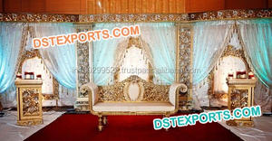 Escenario de boda indio de fibra de cristal, decoración de escenario de fibra dorada - Product Image 3