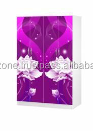 Style moderne 4 portes 5 étagères de rangement chambre à coucher paysage armoire 1215 longue zone de vêtements suspendus pour la maison ou l'hôtel/salle de sport - Product Image 5