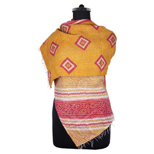 Kantha Travail Coton Fait Main Style Vintage Écharpe Design Tendance Pour Les Filles SC1024 Foulards Vintage kantha cousu main Coton - Product Image 1
