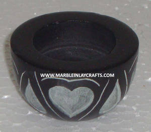 <b>Black</b> Soapstone <b>Candle</b> Stand - Product Image 1