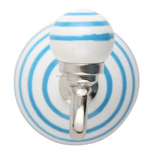 Crochets muraux décoratifs, 3 pièces, en céramique et en métal, couleur blanc Turquoise, rayures, réutilisables, pour manteau, pour clés, sacs, vêtements lourds - Product Image 2