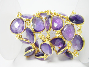 Ametyst-Cadena de conector de bisel de piedras preciosas de cuarzo - Product Image 3