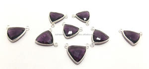 Handmade Boho <b>Connector</b> Birthstone Jewelry Double Bail CZ Gold Plated Amethyst Gemstone Gold Plated Bezel Birthstone <b>Accessories</b> - Product Image 2