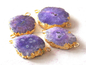 Connecteur de lunette à double caution de style ethnique fait à la main pierre précieuse de quartz solaire bleu avec placage à l'or cadeau de fabrication de bijoux de fête de mariage - Product Image 2