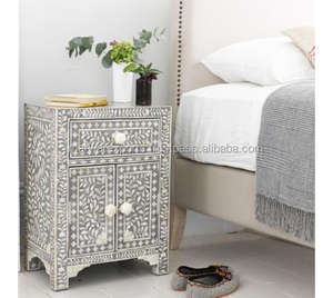 Mesita de noche de armario de sala de estar con incrustaciones de hueso de madera para el hogar, o baño Hotel, muebles multiusos - Product Image 1