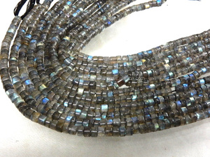 ลูกปัดลาบราโดไรต์ทรงเฮชิ คุณภาพสูง สีฟ้าไฟเต็มเม็ด เรียบเนียน ราคาขายส่ง ขนาด 14 นิ้ว - Product Image 6