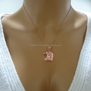 Collier pendentif grand aigle en or massif 14K, bijoux animaux Safari naturels, bijoux en or 14k, vente en gros, amoureux des animaux en or véritable - Product Image 4