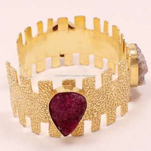 Polsino Vintage fatto a mano regolabile in agata di zucchero multicolore Pati curvo bellissimo - Product Image 3