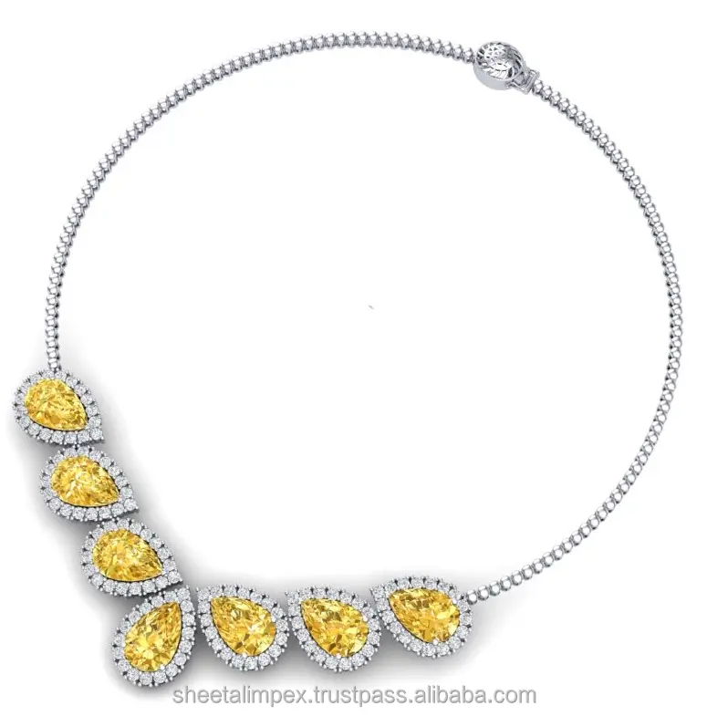 Certified Real Natural Brilliant Round Cut 4.00 TCw White Diamonds Designer Necklace 18Kt Gold世界でFree Shipping