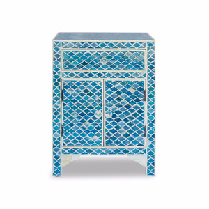 Antique Ocean Blue Bone Inlay <b>Sideboard</b> Metal Iron Console Table for Bedroom <b>Kitchen</b> Dining Farmhouse Bathroom Outdoor Hotel Use - Product Image 1