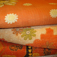Mantas Balajee Vintage Gudri Kantha al por mayor, reversibles, bordadas, recicladas, colchas indias hechas a mano con patchwork.