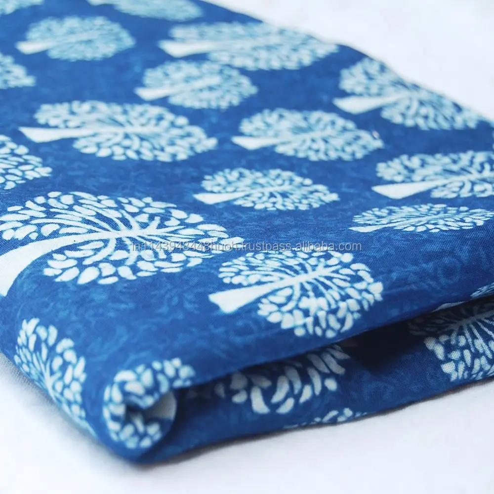 Hand Block Print Indigo Dabu Print Fabric From India SSTH54