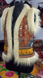 Ethnic Banjara Indian Traditional Hand Embroidered <b>Womens</b> Winter Jacket Vest Rich Fur 3D Embroidery Bohemian Style Outerwear - Product Image 2