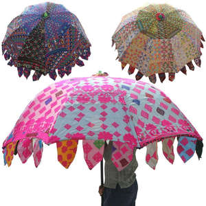 Paraguas grande hecho a mano de algodón étnico, sombrilla de Arte de jardín bordada colorida, decoración de Patio Vintage para playa y uso al aire libre - Product Image 5