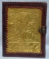 Altın ağacı deri günlüğü yeni Vintage el yapımı vintage altın hayat ağacı kabartmalı metal plaka üzerinde deri günlük