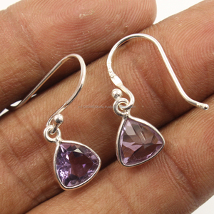 Pendientes de piedras preciosas de trillón de amatista natural Pure 925 Sterling Sliver tienda al por mayor joyería fina informal Faishonable - Product Image 2