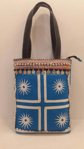Banjara Traditional Handicraft New Coin Work Striped Large Jute Shopping Bag KAMARVY Brand From Delhi - Product Image 2