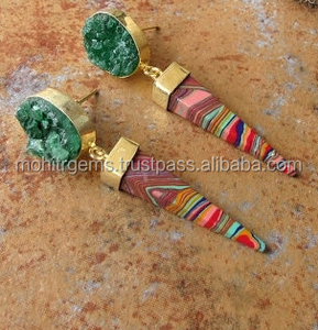 Pendientes de gota de moda de declaración vintage elegante hermosa forma ovalada con diseño de perno colgante de cono elegante - Product Image 1