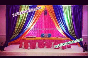 Brillante boda etapa telón de fondo de boda escenario colorido brillante fondo Mehandi escenario boda hermoso telón de fondo cortinas - Product Image 3