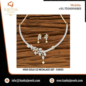 Conjunto de Collar y Pendientes de Aleación con Circonitas Doradas para Mujer - Regalo para Boda, Compromiso o Fiesta - 53953 - Product Image 2
