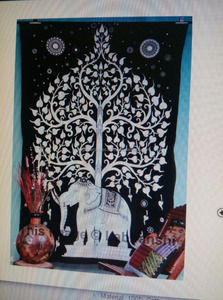 Tapiz Redondo Grande y Pequeño, Decoración Hippie para Colgar en la Pared, Decoración para Dormitorio, Mantel, Redondo con Flecos, Estilo Bohemio Chic, Mantel de Playa, Mandala India - Product Image 2