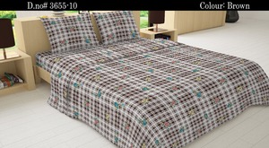 Parure de draps pour lit Queen 4 pièces en satin de coton riche à 220 fils, motif floral à carreaux - Product Image 1