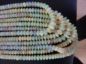 Perles acryliques éthiopiennes Welo opale lisse Rondelle 4mm breloques en pierre de haute qualité pour la fabrication de bijoux brins à la mode - Product Image 2