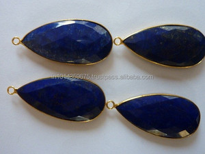 Connecteur de pierres précieuses Lapis Lazuli avec finition en or vermeil Composants de fabrication de bijoux pour chaînes - Product Image 3