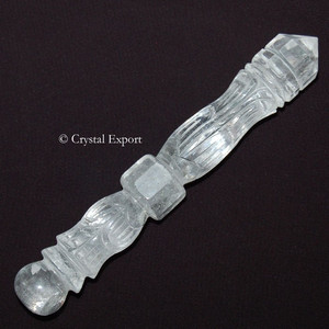Natural Carved <b>Crystal</b> Quartz Gemstone Healing <b>Wands</b>-Handmade 5-10 Inch - Product Image 1