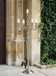 Tall Five Arms Hand Crafted Aluminum <b>Candelabra</b> Nickel Plated Floor <b>Candelabra</b> for Home Wedding Parties Decoration - Product Image 2