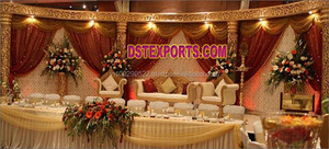 Escenario de boda indio de fibra de cristal, decoración de escenario de fibra dorada - Product Image 6