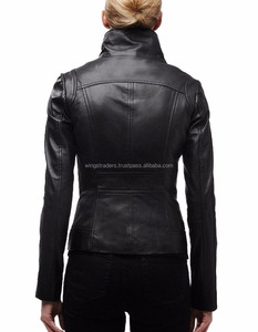 Chaqueta de piel de oveja para mujer con cuello largo - Product Image 2