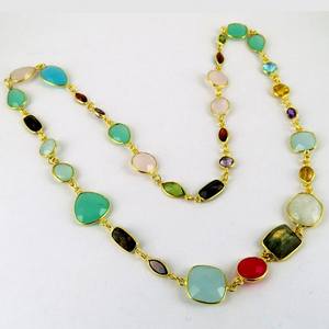 Collier multi-forme en argent Sterling 925 avec plusieurs pierres précieuses, bijoux en argent, inde - Product Image 5