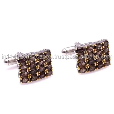 Smoky Topaz Hydro Gemstone Handmade Fashionable Gemstone Cufflink