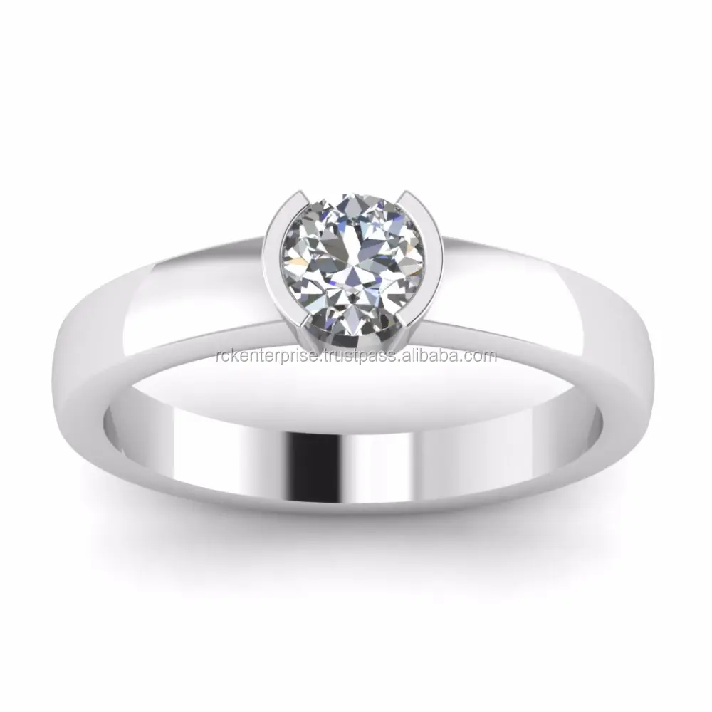 1.50CT Real Moissanite Engagement Ring Round Cut Moissanite Solitaire Ring 14K White Gold